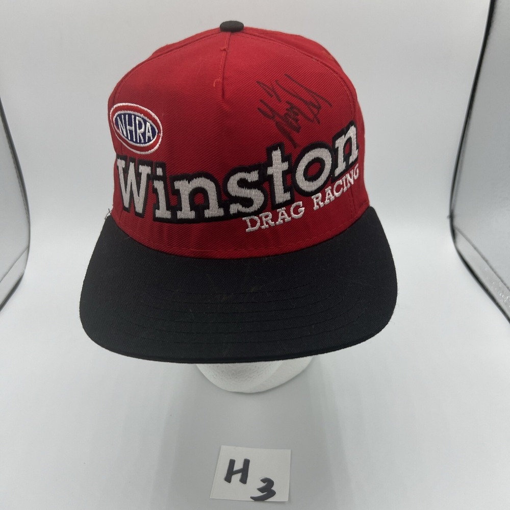 NHRA Winston Drag Racing Vintage 90's Red Black Snapback Hat Cap Made in USA